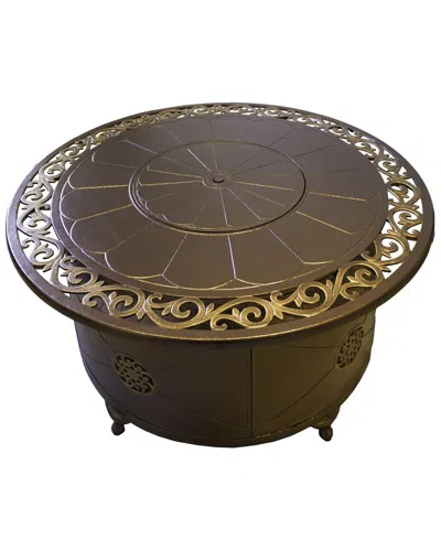 Hiland Outdoor Rectangular Aluminum Propane Fire Pit In Bronze