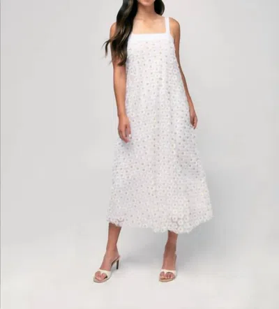 Hilary Macmillan Textured Daisy Sun Midi Dress In White