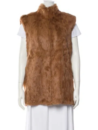Pre-owned Hilary Radley Leather Fur Jacket In Brown