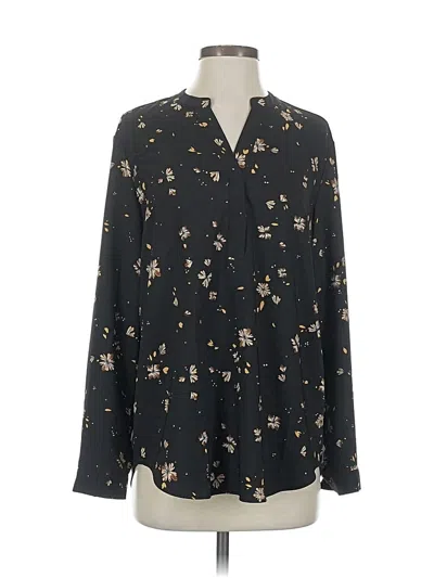 Pre-owned Hilary Radley Long Sleeve Blouse In Black