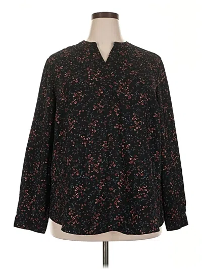 Pre-owned Hilary Radley Long Sleeve Blouse In Black