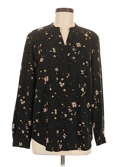 Pre-owned Hilary Radley Long Sleeve Blouse In Black
