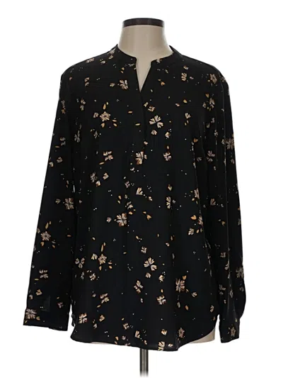 Pre-owned Hilary Radley Long Sleeve Blouse In Black