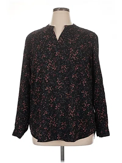Pre-owned Hilary Radley Long Sleeve Blouse In Black