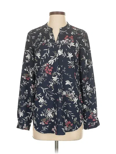 Pre-owned Hilary Radley Long Sleeve Blouse In Blue