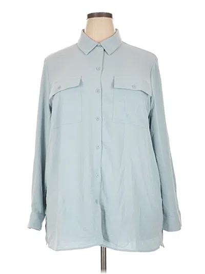 Pre-owned Hilary Radley Long Sleeve Blouse In Blue