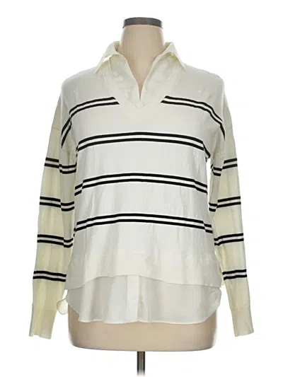 Pre-owned Hilary Radley Long Sleeve Blouse In Ivory