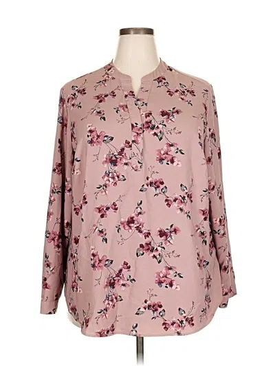 Pre-owned Hilary Radley Long Sleeve Blouse In Pink