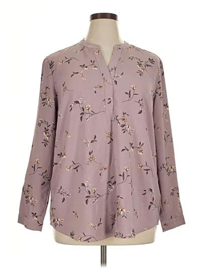 Pre-owned Hilary Radley Long Sleeve Blouse In Purple