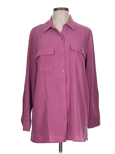 Pre-owned Hilary Radley Long Sleeve Blouse In Purple