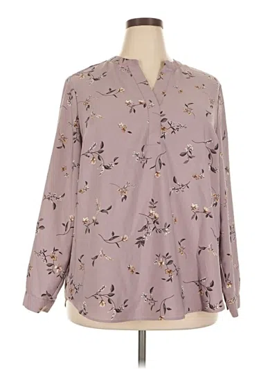 Pre-owned Hilary Radley Long Sleeve Blouse In Purple