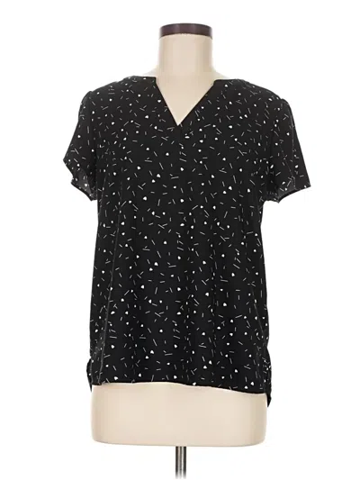 Pre-owned Hilary Radley Short Sleeve Blouse In Black