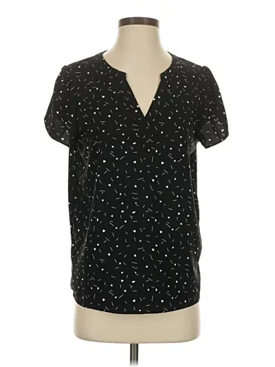 Pre-owned Hilary Radley Short Sleeve Blouse In Black