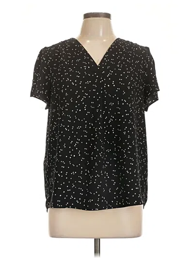 Pre-owned Hilary Radley Short Sleeve Blouse In Black