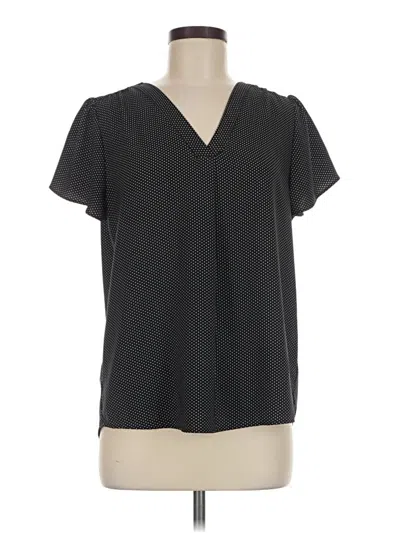 Pre-owned Hilary Radley Short Sleeve Blouse In Black