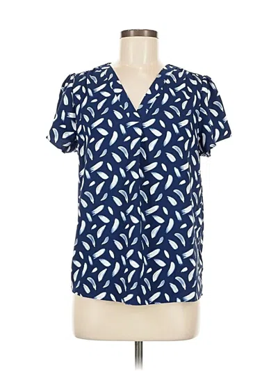 Pre-owned Hilary Radley Short Sleeve Blouse In Blue