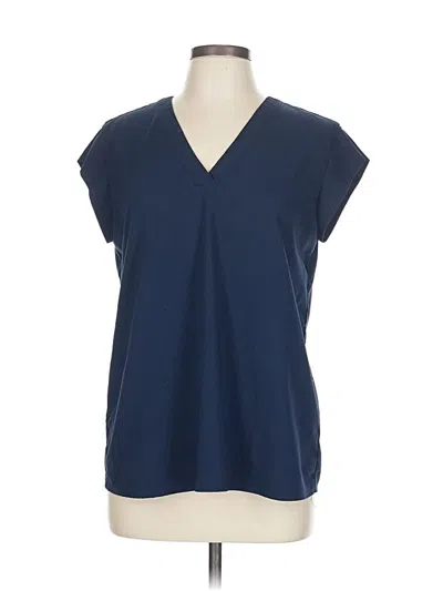 Pre-owned Hilary Radley Short Sleeve Blouse In Blue