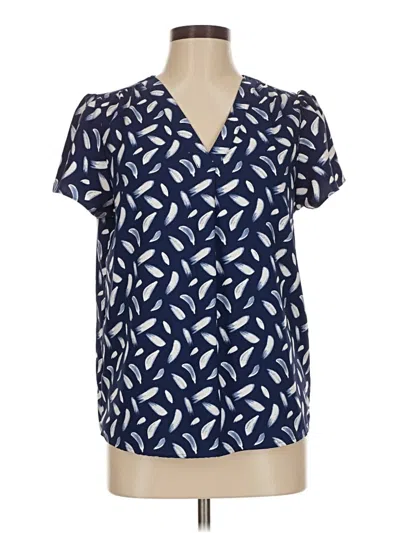 Pre-owned Hilary Radley Short Sleeve Blouse In Blue