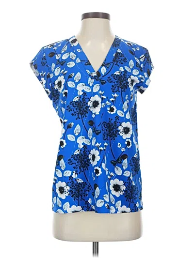 Pre-owned Hilary Radley Short Sleeve Blouse In Blue