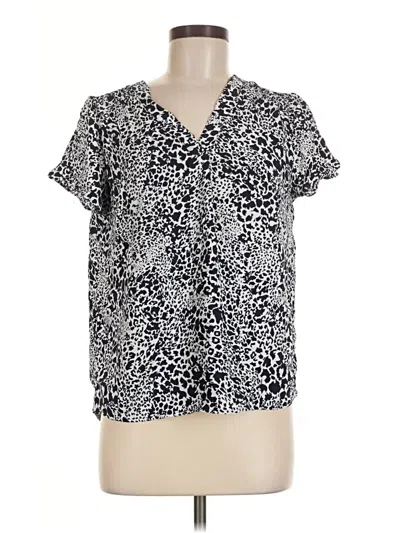 Pre-owned Hilary Radley Short Sleeve Blouse In Blue