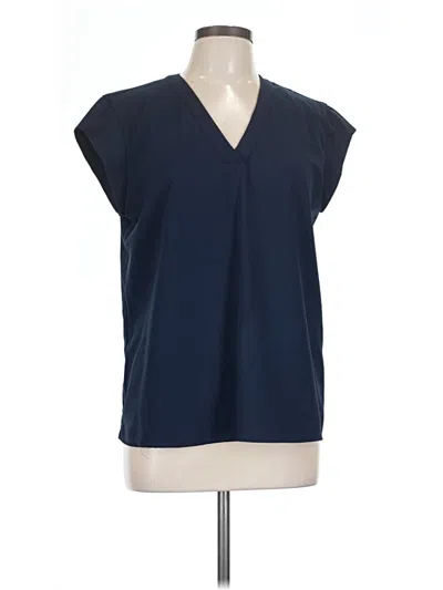 Pre-owned Hilary Radley Short Sleeve Blouse In Blue