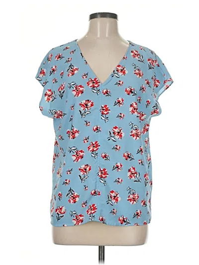 Pre-owned Hilary Radley Short Sleeve Blouse In Blue