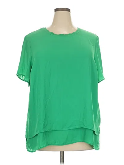Pre-owned Hilary Radley Short Sleeve Blouse In Green
