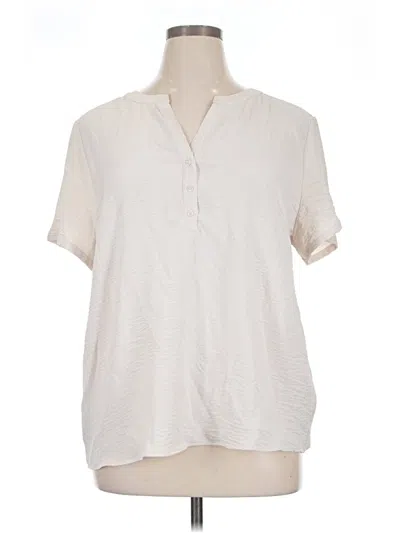 Pre-owned Hilary Radley Short Sleeve Blouse In Ivory