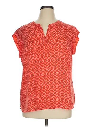 Pre-owned Hilary Radley Short Sleeve Blouse In Orange