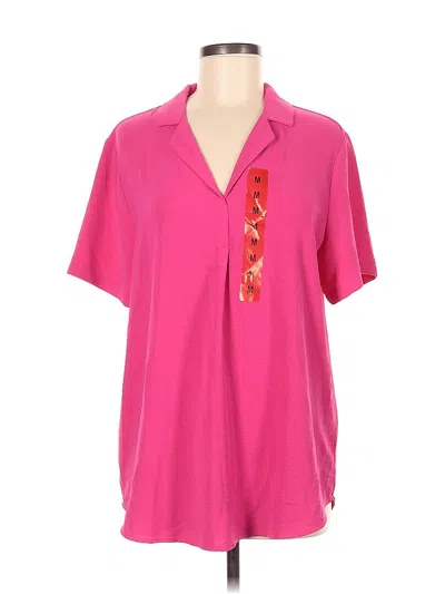 Pre-owned Hilary Radley Short Sleeve Blouse In Pink