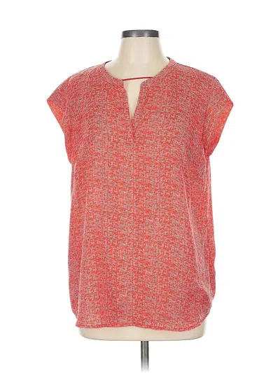 Pre-owned Hilary Radley Short Sleeve Blouse In Red