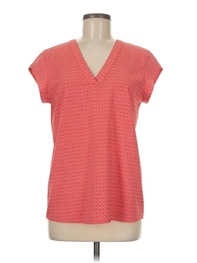 Pre-owned Hilary Radley Short Sleeve Blouse In Red
