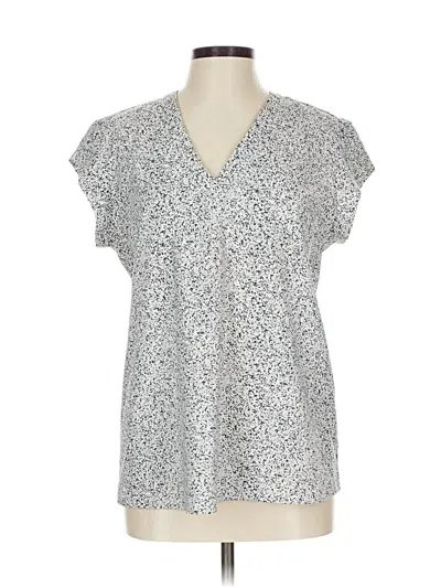 Pre-owned Hilary Radley Short Sleeve Blouse In Silver