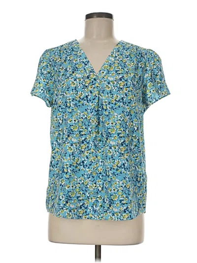 Pre-owned Hilary Radley Short Sleeve Blouse In Teal