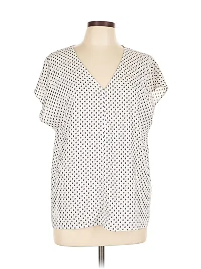 Pre-owned Hilary Radley Short Sleeve Blouse In White