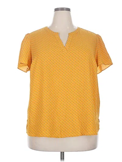 Pre-owned Hilary Radley Short Sleeve Blouse In Yellow