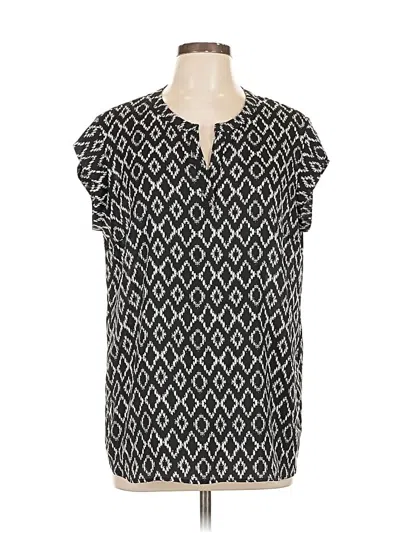Pre-owned Hilary Radley Short Sleeve Henley Shirt In Black