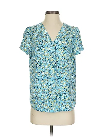 Pre-owned Hilary Radley Short Sleeve Henley Shirt In Blue