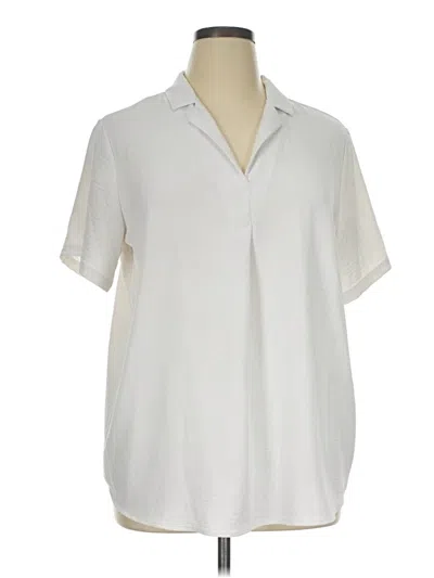 Pre-owned Hilary Radley Short Sleeve Polo Shirt In Ivory