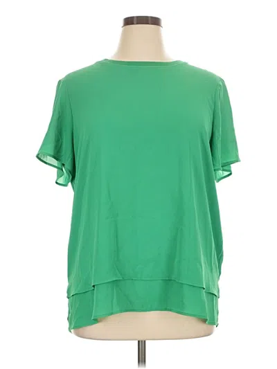Pre-owned Hilary Radley Short Sleeve Top Green Crew Neck Tops