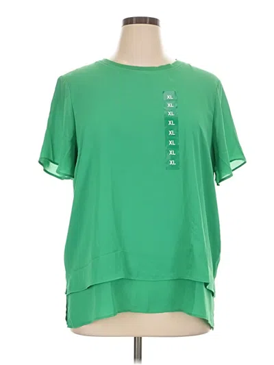 Pre-owned Hilary Radley Short Sleeve Top Green Crew Neck Tops