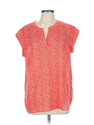 Pre-owned Hilary Radley Short Sleeve Top Orange V Neck Tops