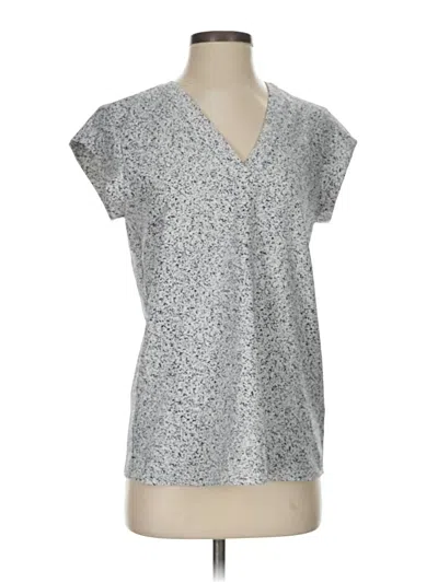 Pre-owned Hilary Radley Short Sleeve Top Silver V-neck Tops