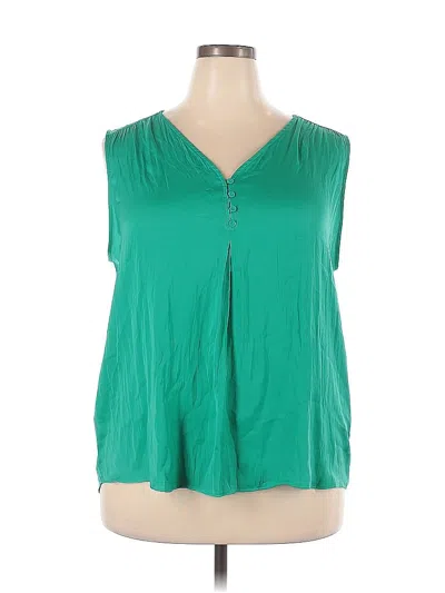 Pre-owned Hilary Radley Sleeveless Blouse In Green