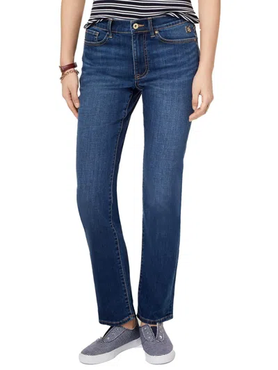 Hilfiger Jeans Tribeca Womens Denim Mid Rise Straight Leg Jeans In Blue