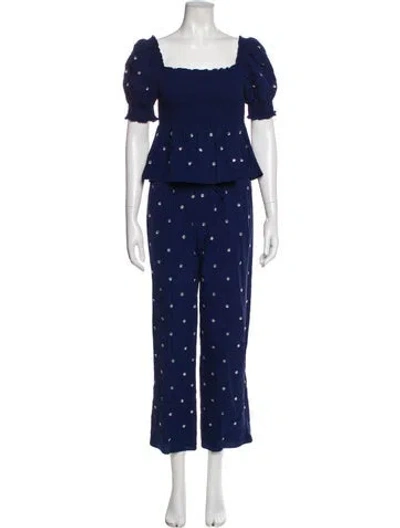 Pre-owned Hill House Home Beaded Accents Pant Set In Blue