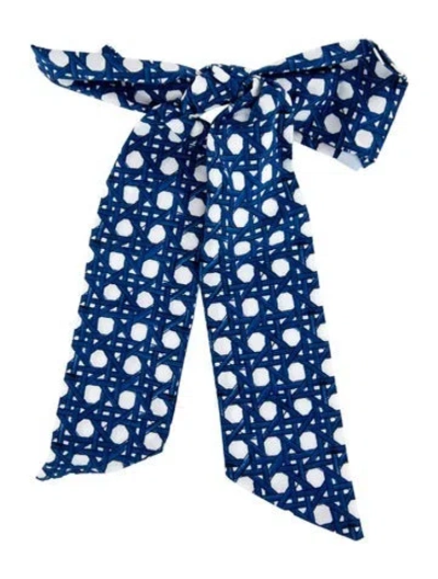 Pre-owned Hill House Home Cotton-blend Pattern Bow Accent Hair Clip In Blue