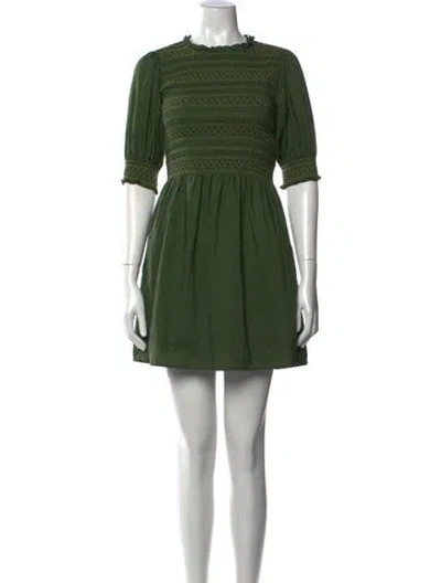 Pre-owned Hill House Home Crew Neck Mini Dress In Green