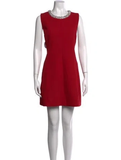 Pre-owned Hill House Home Crew Neck Mini Dress In Red