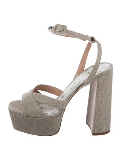 Pre-owned Hill House Home Crystal Embellishments Sandals In Neutral